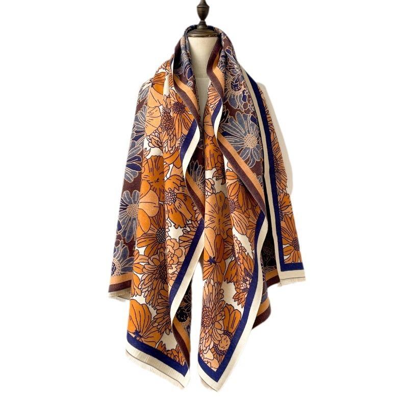 New little fresh girl style small daisy imitation cashmere scarf winter travel warm women shawl