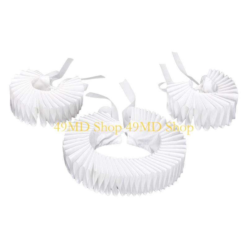 

49MD Elegant Victorian Neck Ruff Collar and Cuffs Set for Historical Cosplay Costume белый