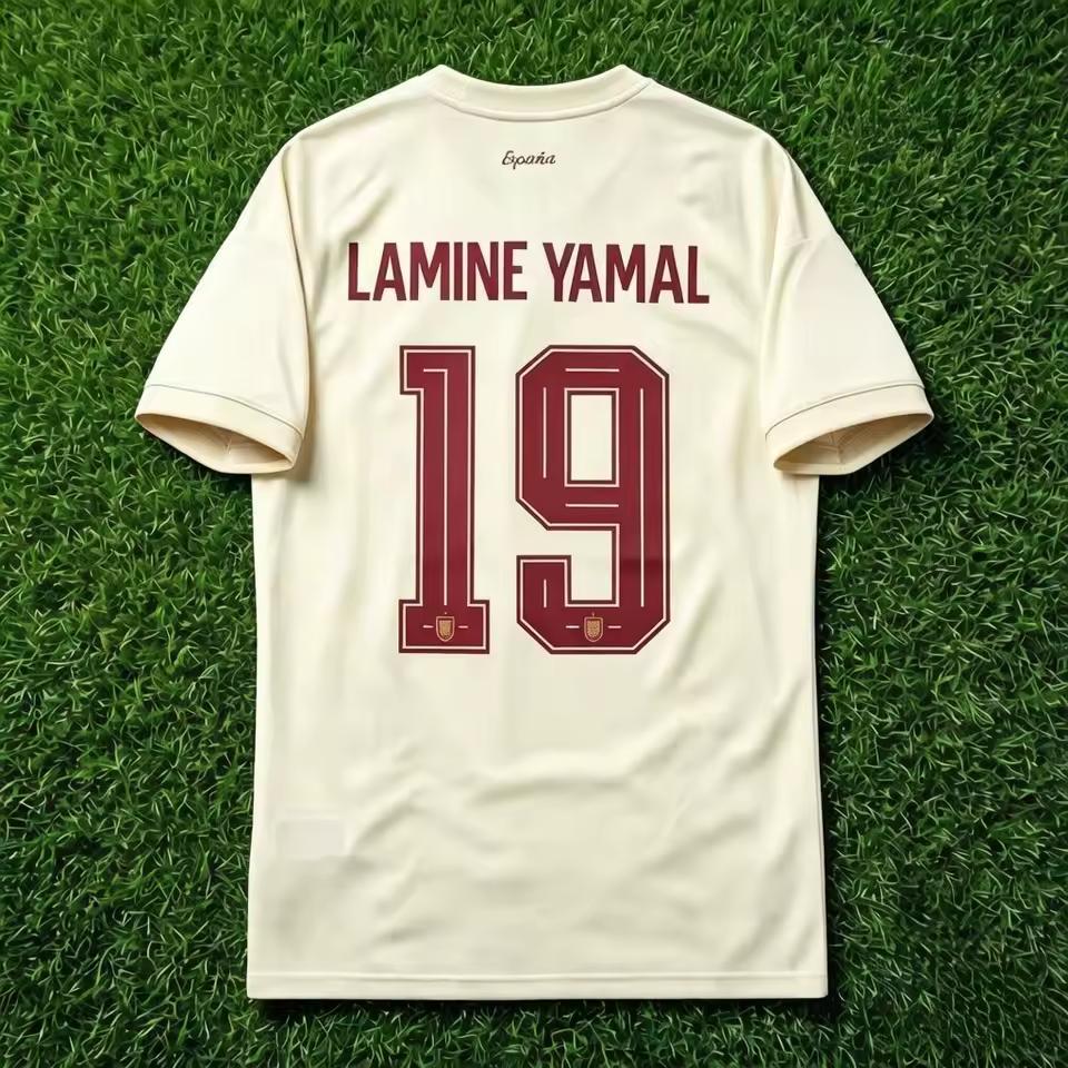 Spagna Lamine Yamal 19 Stampa Ritratto Maglietta Fan di Calcio Oversize Casual