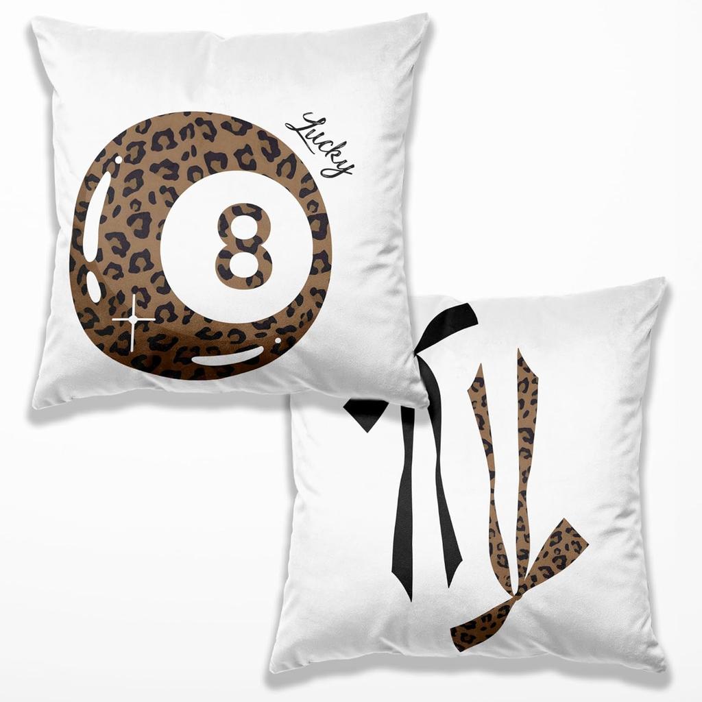 Preppy Star Lucky 8 Ball Cheetah Leopard Print Room Decor Pillow Cover 18x18 Set of 2,Leopard Gifts for Women,Cheetah Print Gifts,Coquette Pillow