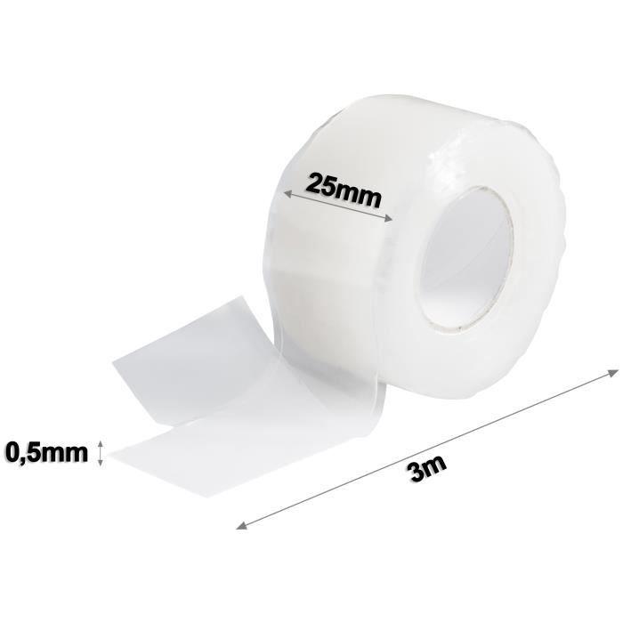 Ruban isolant - Poppstar - 3m - Silicone auto-amalgamant - Étanche - 25mm transparent