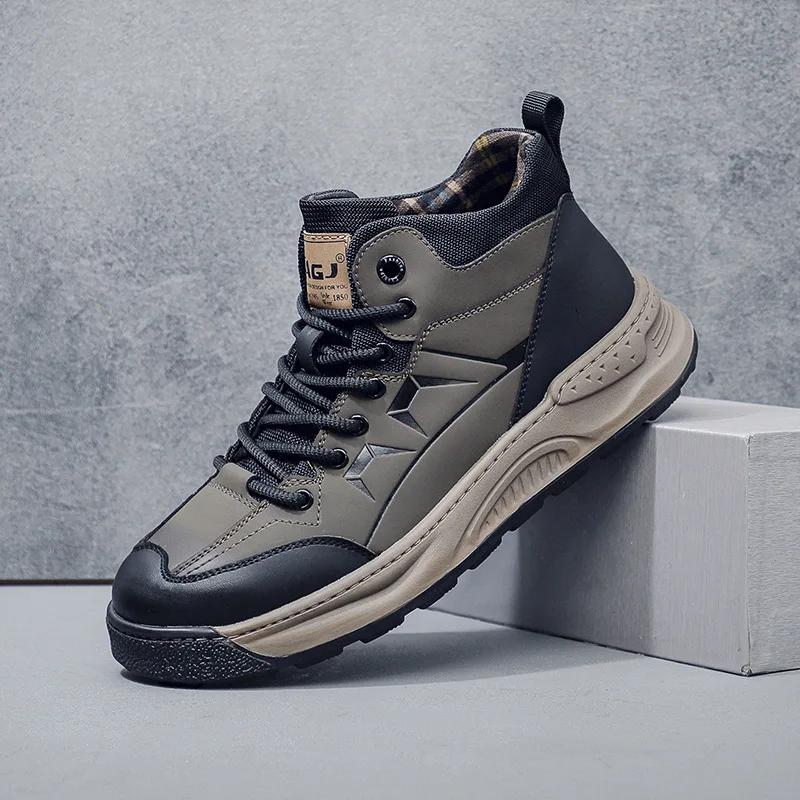 

Модные дизайнерские нескользящие кроссовки на платформе для мужчин Весна Осень Уличные мужские походные ботинки на мягкой подошве Модная повседневная мужская спортивная обувь 38