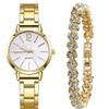 Fake Three-Eyed Ladies 5Pcsset Steel Belt Women'S Watch Casual Korean Edition Quartz Watch Set (Orange Box)