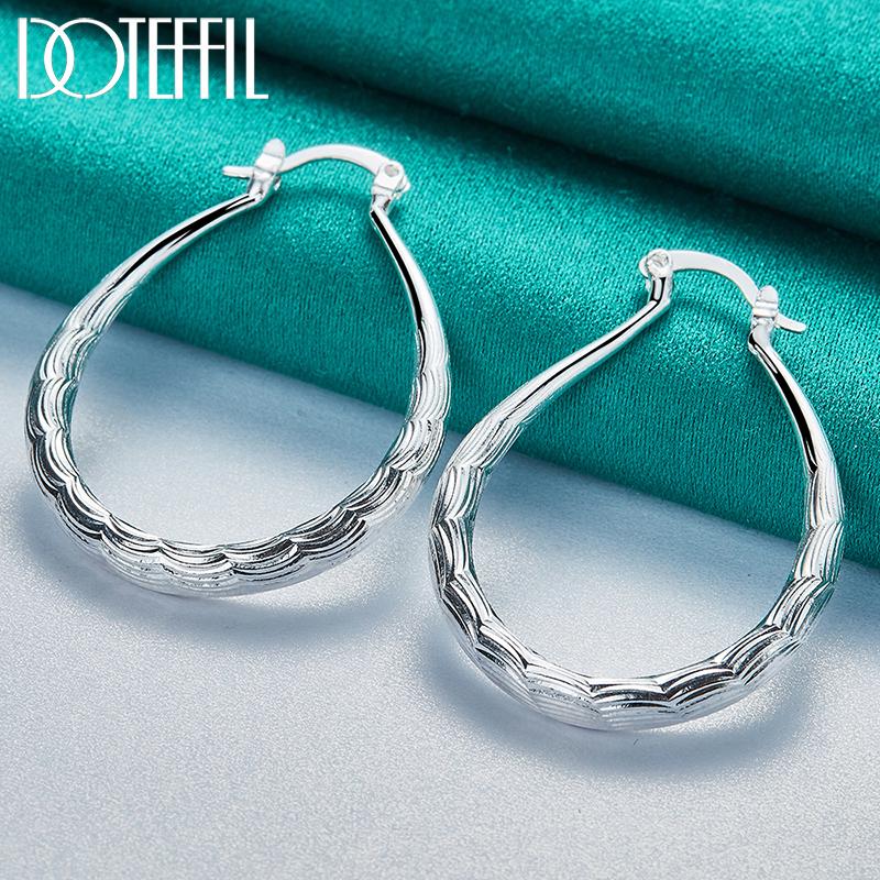 925 Sterling Silver U-shaped Earrings Gift Party Fashion Jewelry