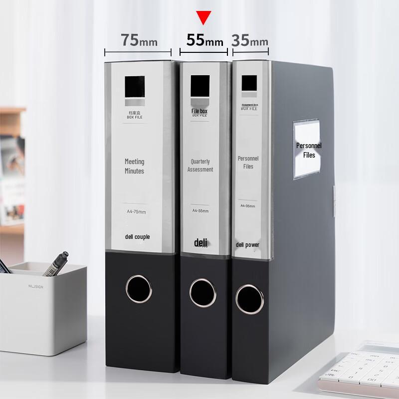 Deli A4 Thickened PP File Box with Hook-and-Loop Fastener