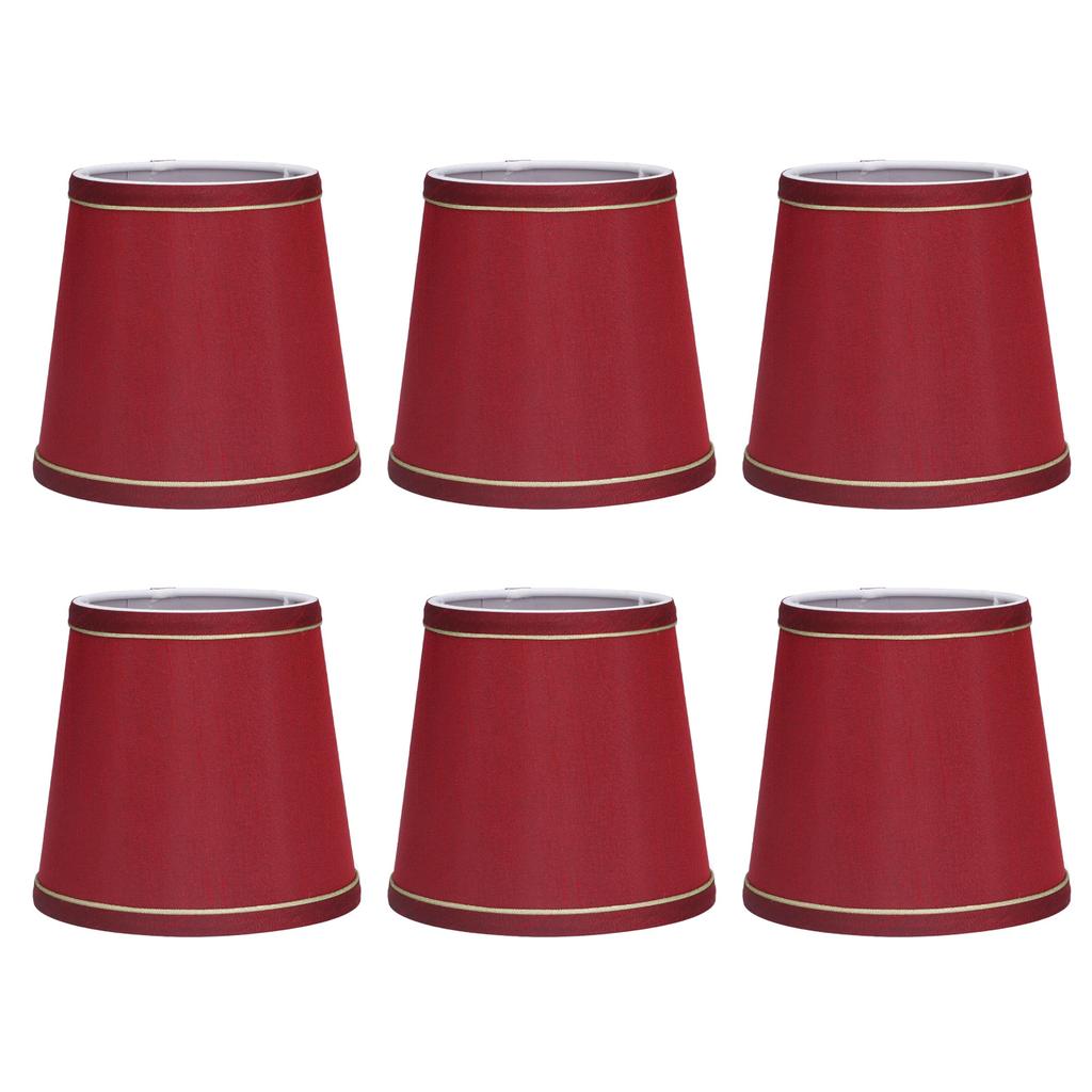 6PCS Fabric Lampshade Modern Simple Fabric Light Lampshade Phnom Penh Craftsmanship for E14 LampWine Red (PX43)