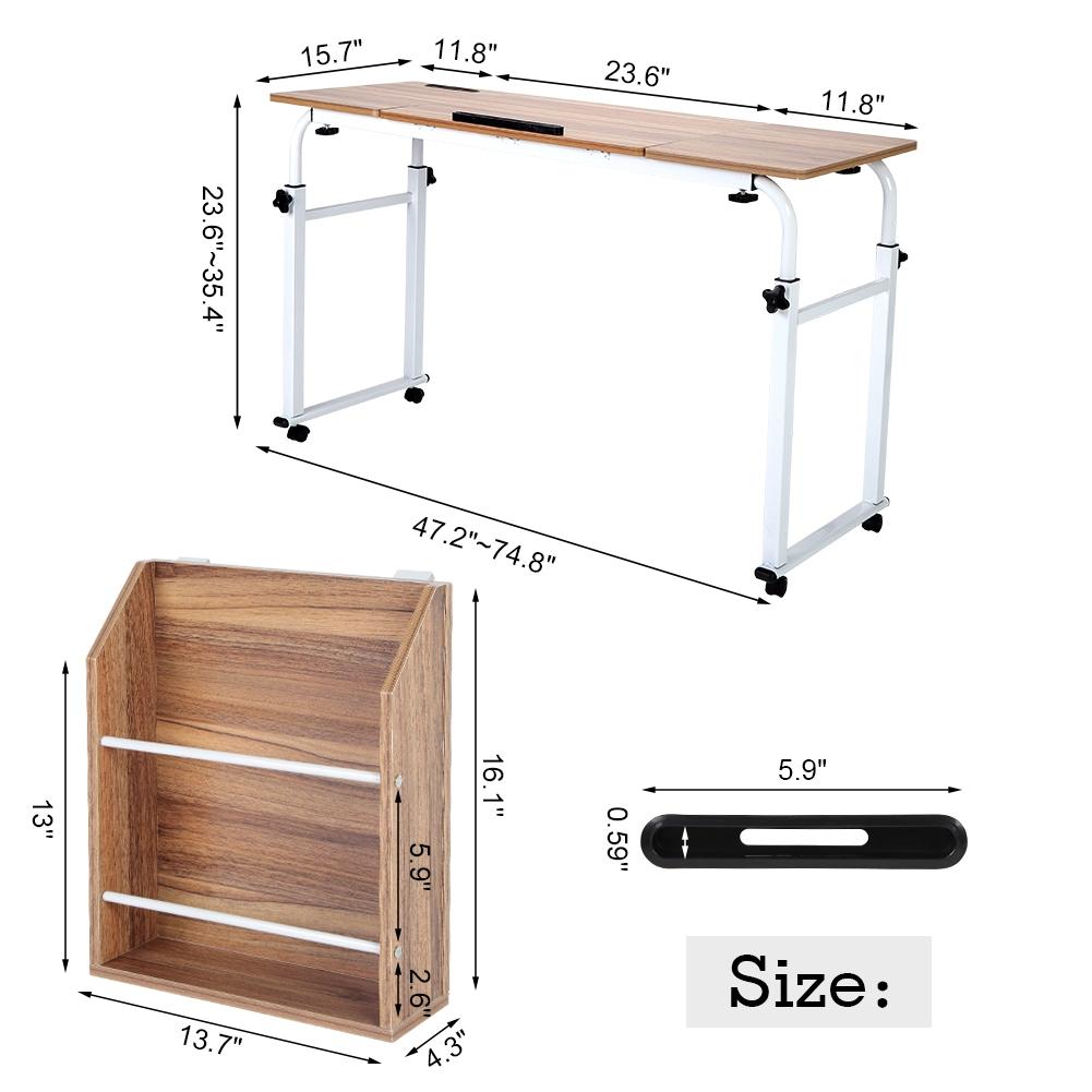 Adjustable Laptop Cart Mobile Computer Desk Overbed Writing Table with Wheels 01#