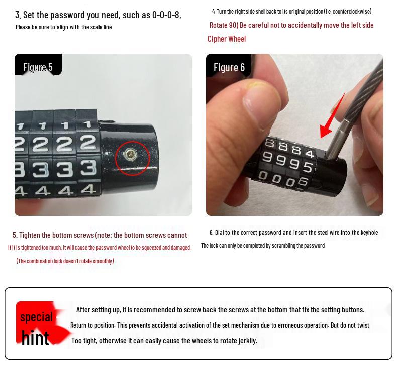 Steel Wire Combination Lock for Patio Furniture, Yard Tools, and Door Handles.