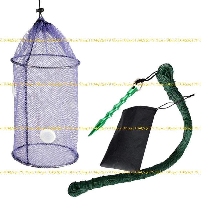 A1A2 Fishing Baits Trap Foldable Fish Basket for Shrimp Heavy Duty Braided Fishing Net with Storage Bag Basket Baits Cage