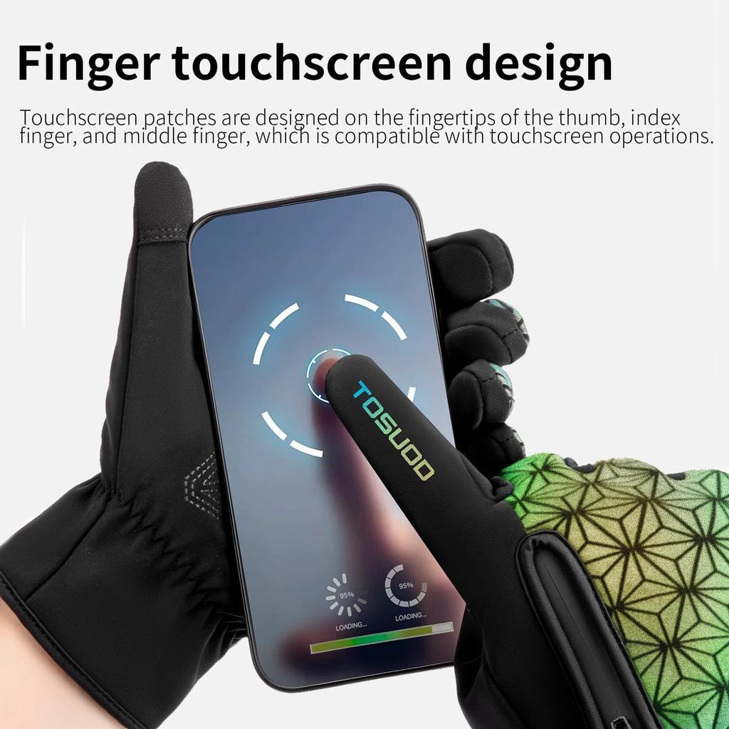 TOSUOD Winter Ski Gloves Windproof Waterproof Warm Cycling Gloves Touch Screen Motorcycle Fleece Gloves Outdoor Sports Gloves 6