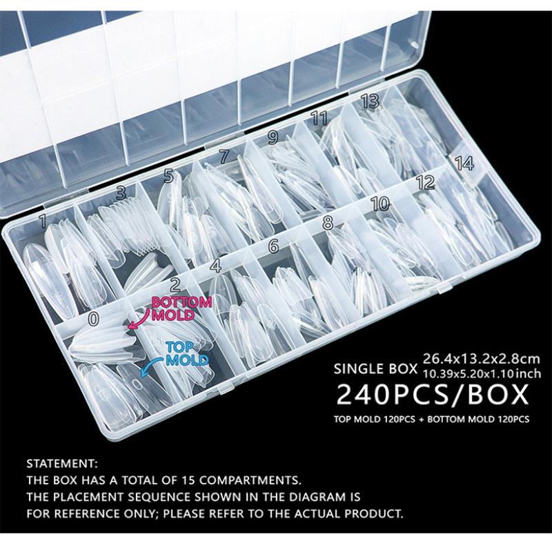 240Pcs Sandwich Nail Forms 15 Size Oval Extension Dual Form No Paper Forms Needed For Easy Nail Extensions