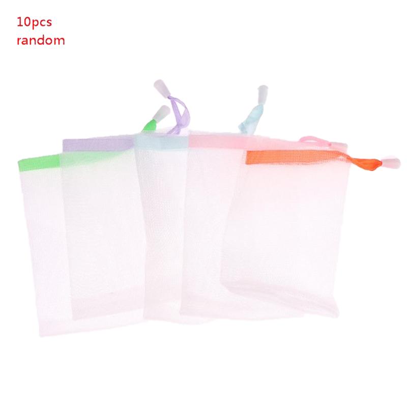 10Pcs Random 9X15Cm Hangable Soap Bags Bath Shower Gel Cleanser Mesh Bags Body Soap Cleanser Bubble Net Bags Cleaning Tools