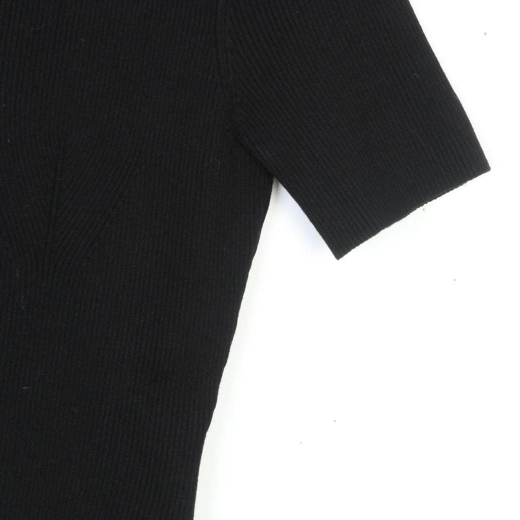 2025 Spring French Style Black Slimming Knit Dress with Short Sleeves