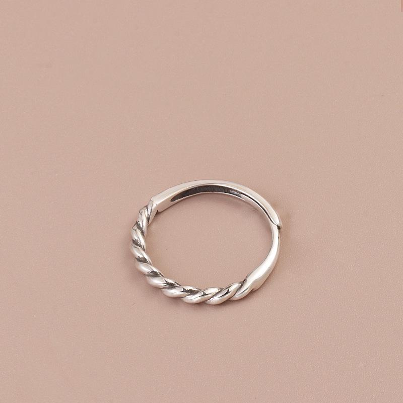 925 Sterling Silver Adjustable Twisted Ring for Women - Minimalist Index Finger Band