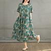 Dimanaf 2025 Ženy Velké velikosti Jaro Letní Šaty Ležérní Květinové šaty Basic Vintage volné dlouhé šaty Maxi