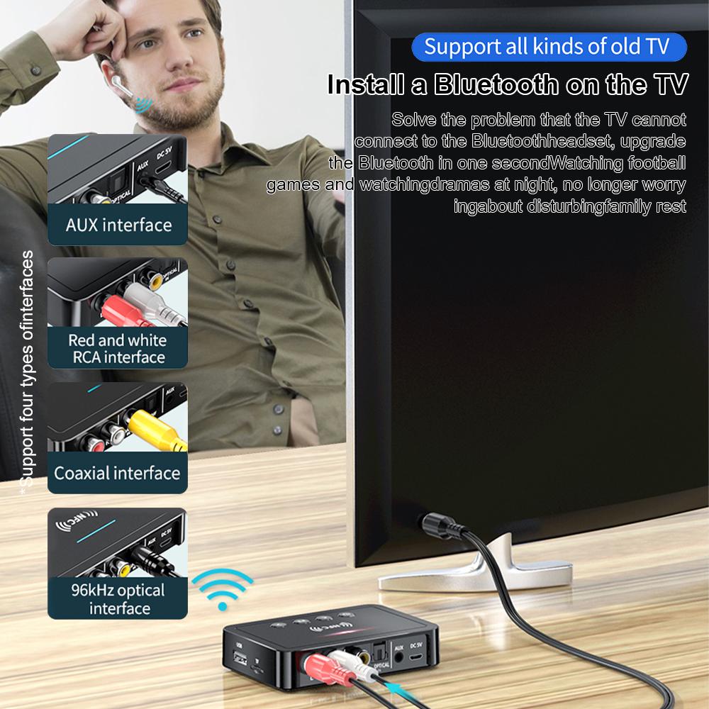 Digital Adapter 3.5mm AUX/RCA/USB U Disk/TF Input Remote Controller M6 Bluetooth 5.4 Rechargeable Bluetooth Receiver Transmitter