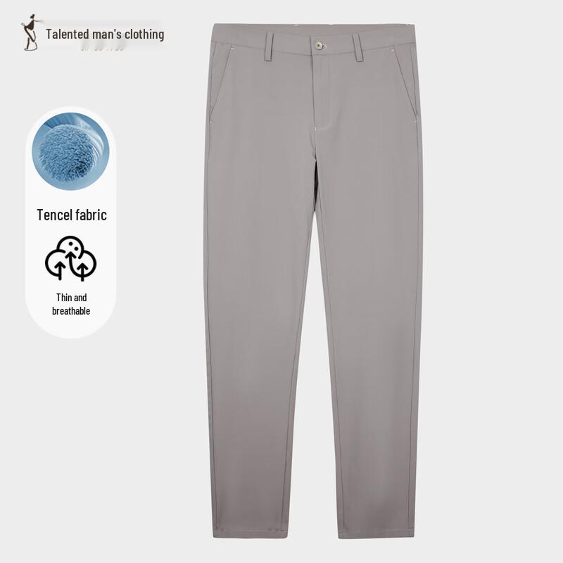 

Tries Men s Grey Tencel Linen Straight-Leg Pants 36 /92cm