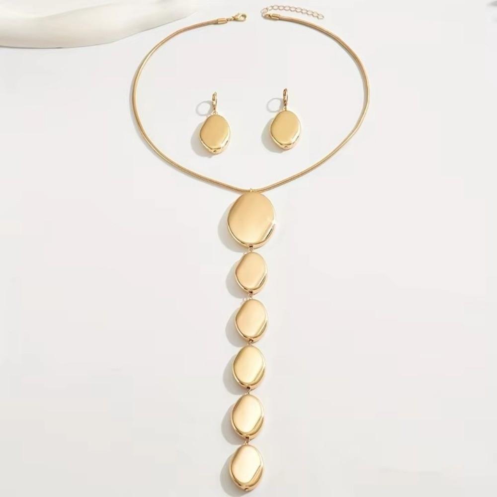 Exaggerated Pendant Necklace Earring Set Geometric Y-Shape Clavicle Chain  Jewelry Set