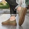 Fashion Men's Leather Shoes 38-45 Beige Suede Classic Lace-Up Design Brown Rubber Wear-Resistant Sole, Low-Top Daily Slim Fashion Style