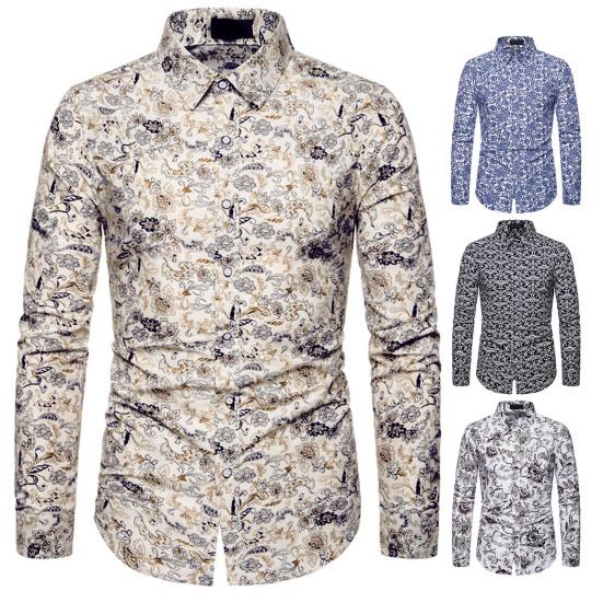 Men Shirt Colorful Print Eye-catching Soft Spring Shirt for Parties
