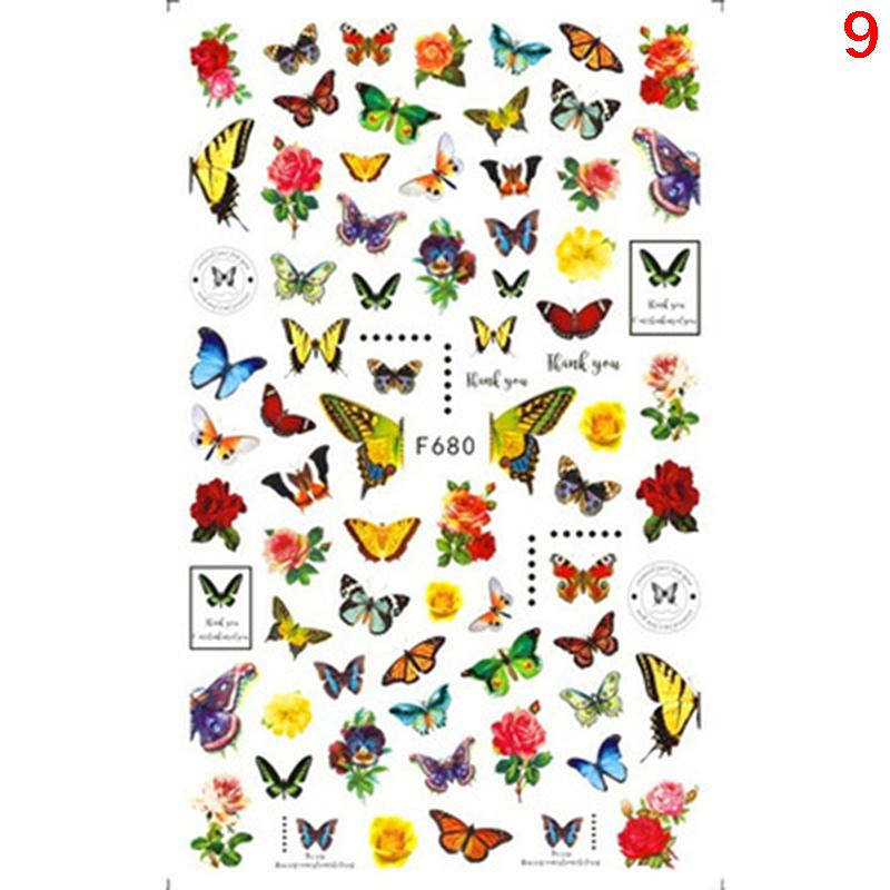 Holographic Butterflies Nails Art Manicure Stickers Flowers Nail Decoration