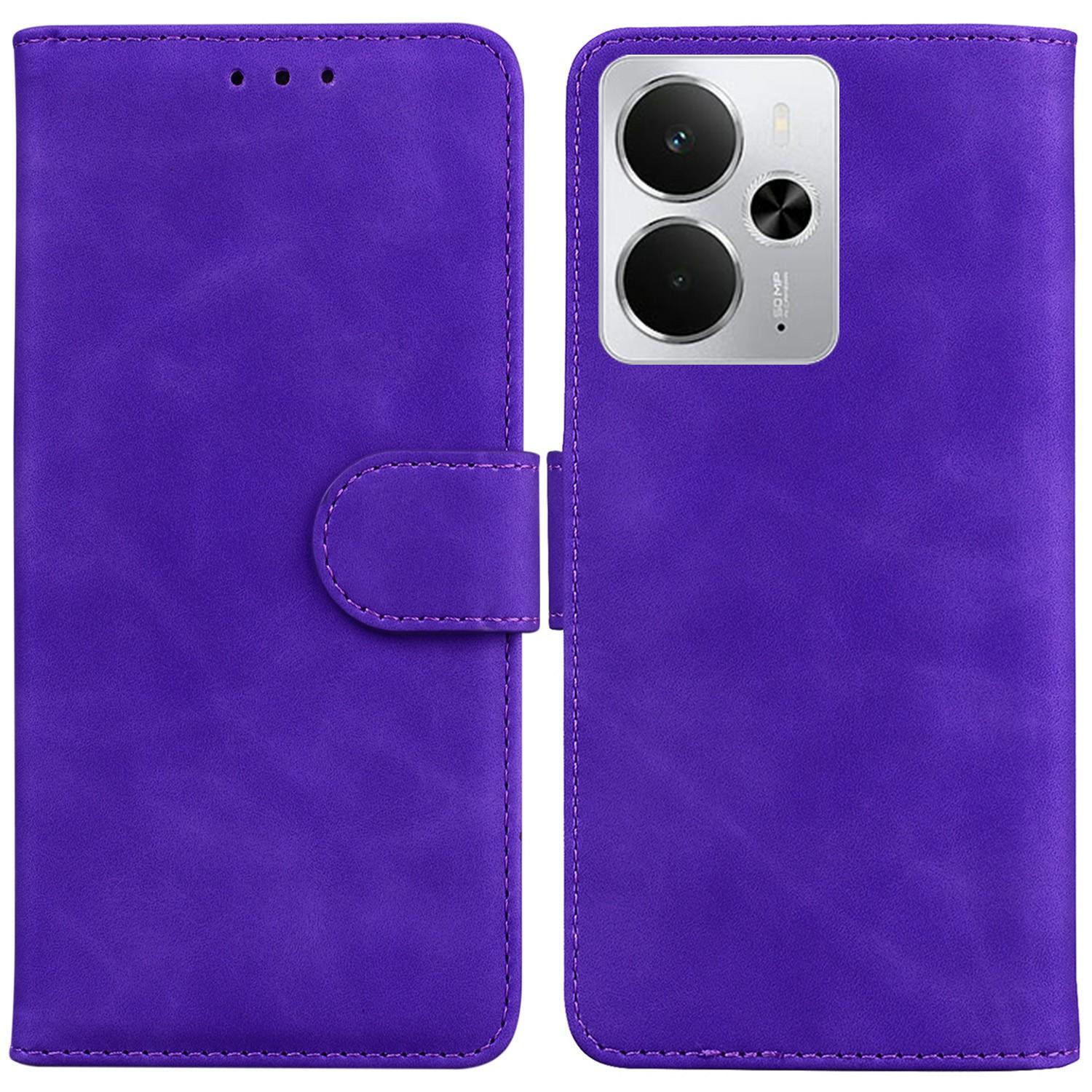 

For Realme 14 5G Case Solid Color Leather Wallet Phone Cover Purple
