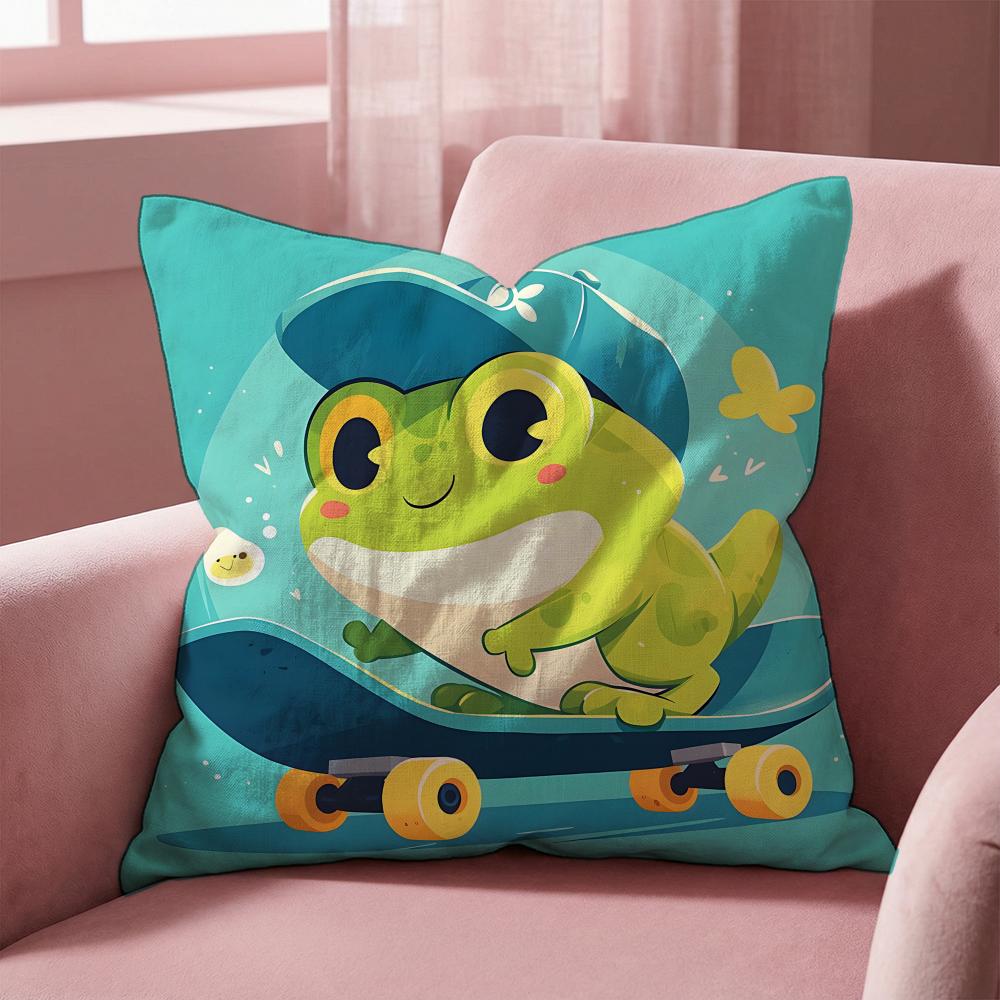 Animal cute frog Cushion Cover MultiScene Pillow Cover for Home  Car  Reversible Soft  Durable for Daily Use