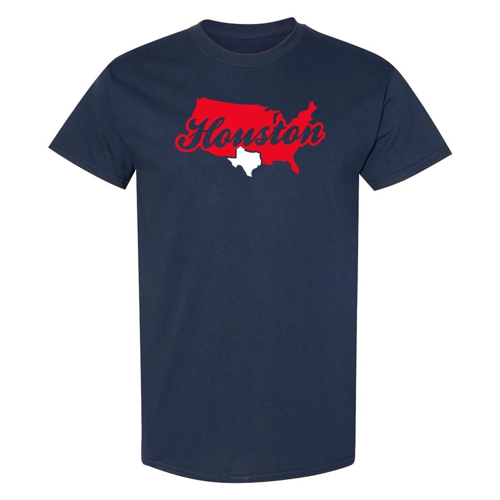 Houston USA Script - Football Team Colors Sports T-Shirt - Navy