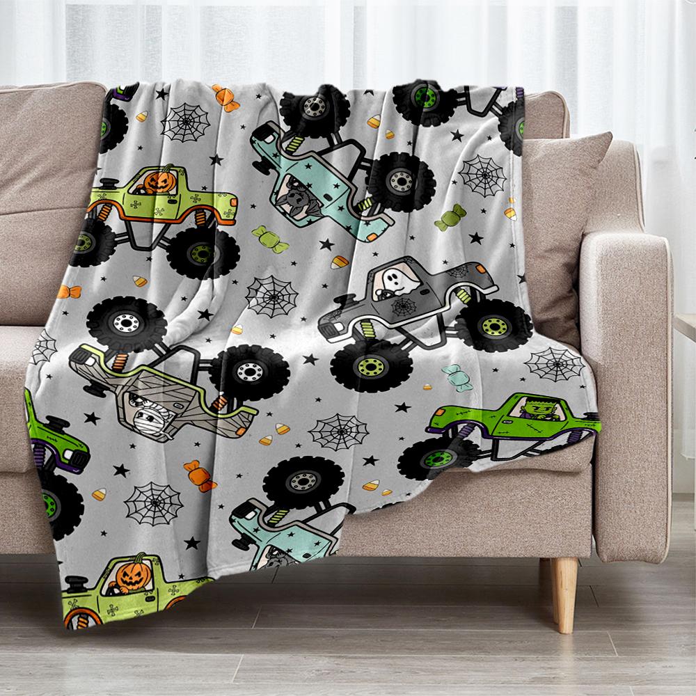 Truck Theme Printed Blanket - Perfect for Couch, Bed, Travel & Outdoor Use | Machine Washable, Cozy & Durable.