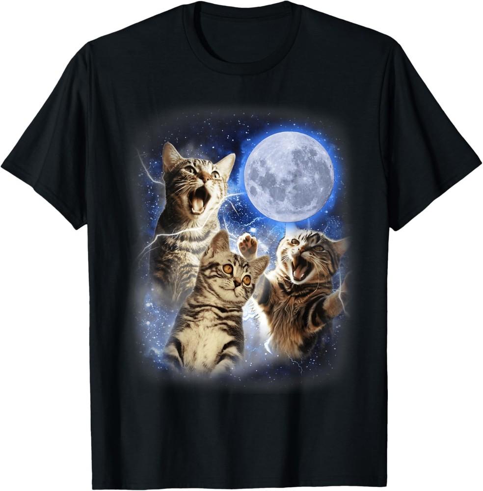 Three Cat Moon 3 Cat - Wolfs Cute Kitten Funny Cats T-Shirt Unisex T-Shirt S