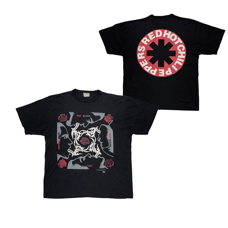 RED HOT CHILLI PEPPERS PUNK ROCK T-Shirt Herren Damen Baumwolle Hip Hop Übergroß Kurzarm T-Shirt Vintage Oberteil T-Shirt für Fans Geschenk