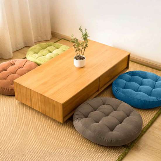 Stress Relief Hip Support Pillow Round Corduroy Chair Cushion, 16.5 Inch Ultra Soft Seat Pad, Plump Bread Style Cushion Washable for Floor Reading