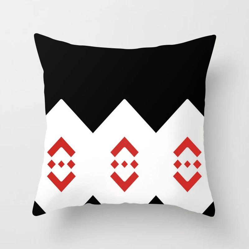 Black and Red Geometric Decorative Pillowcases Living Room Office Home Pillowcases Car Ornaments