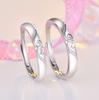 2PCS 925 Sterling Silver Ring Adjustable Open Couple Engagement Rings for Women Men Wedding Ring Party Fashion Jewelry Gift