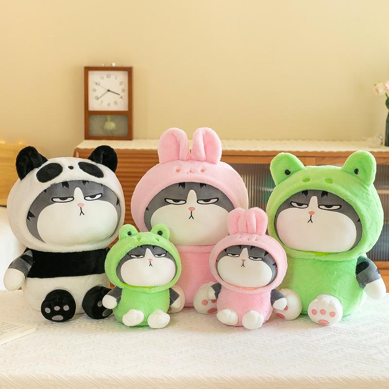 The New Model Transforms Into a Royal Cat Doll, Children's Sleeping Pillow, Green Cat Plush Toy, Birthday Gift.