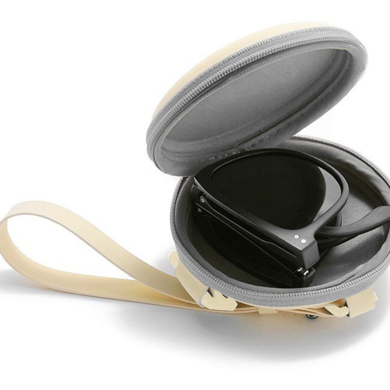 Folding Glasses Case Round Storage Bag Portable Leather Zipper Pouch Travel Sunglasses Reading Glasses Small Storage Bag