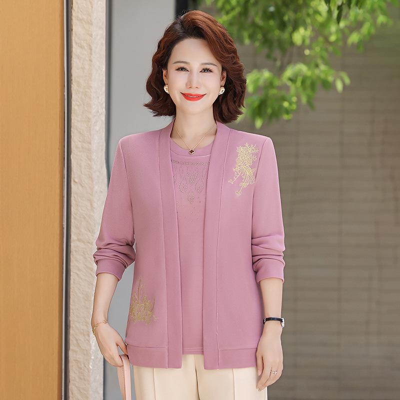 Elegant Spring Suit: Stylish Two-Piece Set for Middle-Aged and Elderly Women - Perfect for Casual Autumn Fashion
