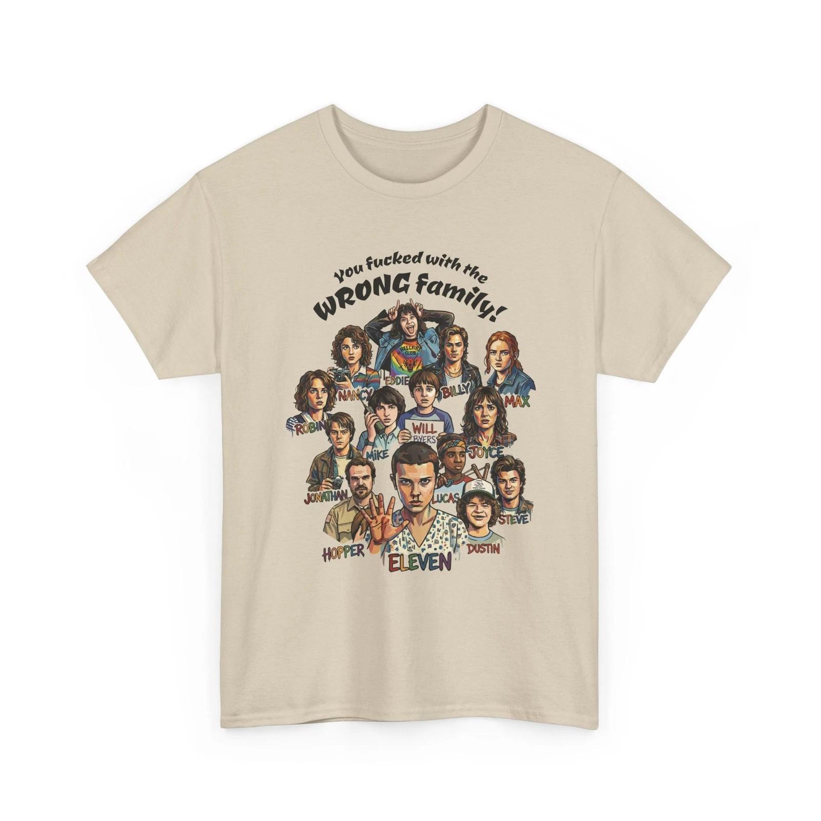 

100% Cotton T-shirt Mens Tees Top You fu*d with the wrong family Stranger Things 100% cotton S