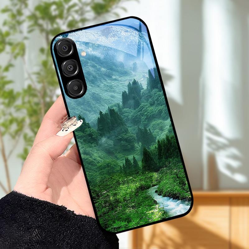 For Samsung A25 A26 Cute Case A35 A36 A55 A56 5G Tempered Glass Phone Cover For Galaxy A15 4G 5G Hard PC Glass Protective Fundas