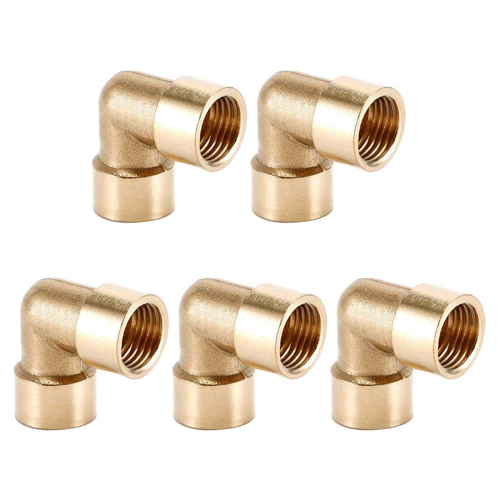 Pack of 5 Brass Elbow Threaded Fittings Corrosion Resistant Threaded Elbows Set Pipe Connectors Set for Plumbing System