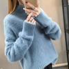 Women Sweaters Imitation Mink Fur Thick Soft Plush Turtleneck Casual Knitted Tops Warm Loose Pullover Sweater