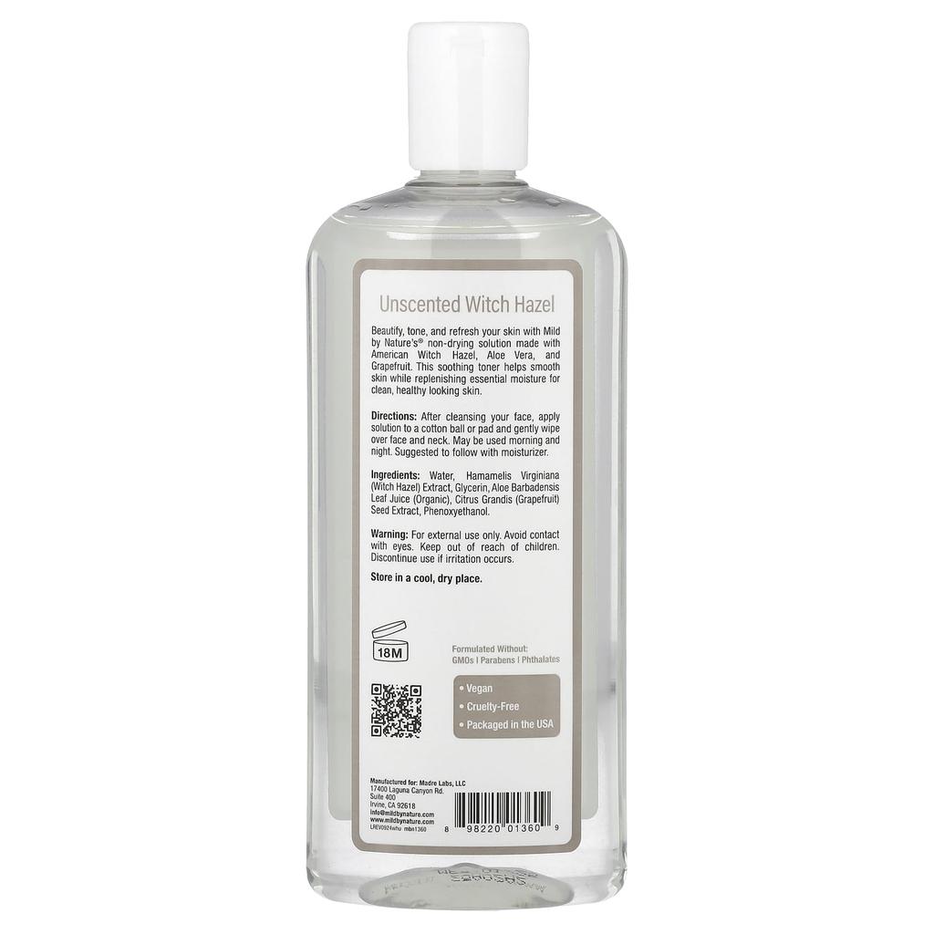 Witch Hazel, Unscented, Alcohol Free, 355Ml(12Fl Oz)