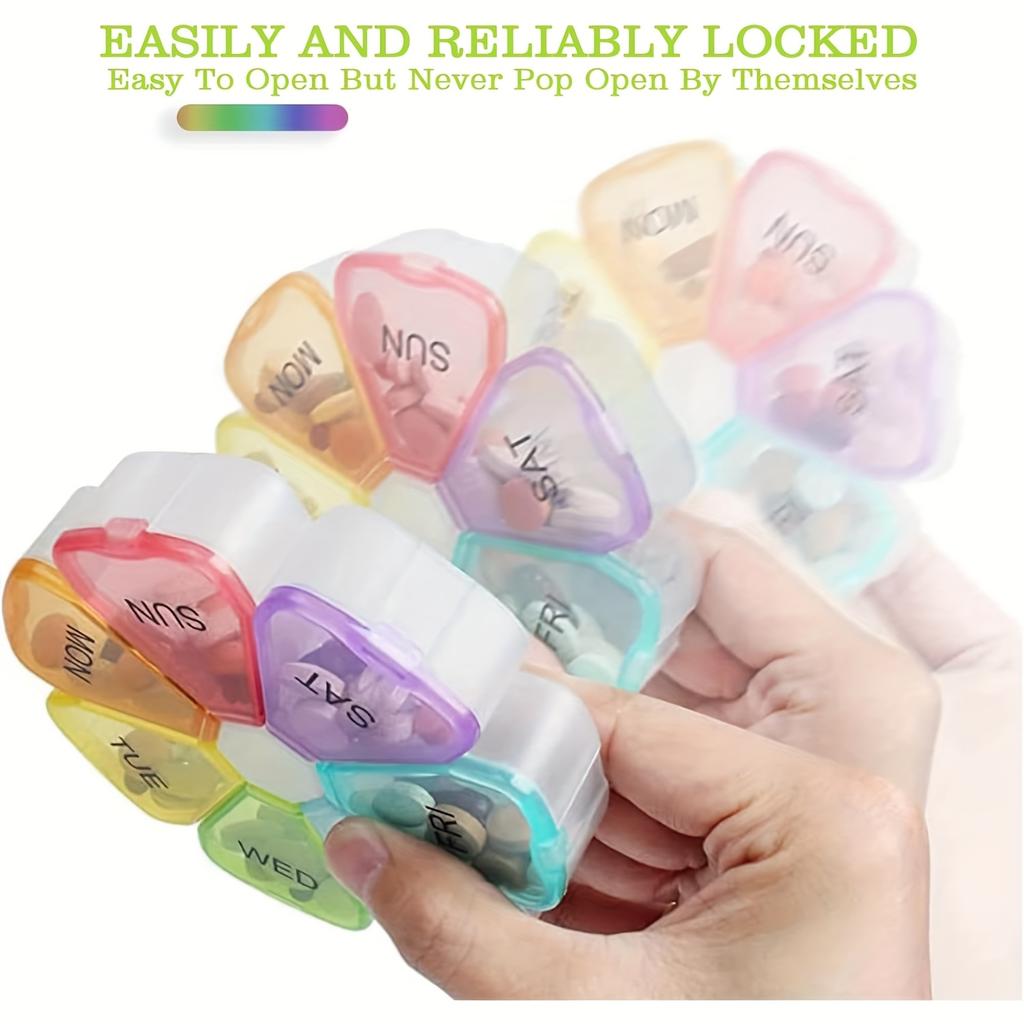 Cute 7-Day Pill Organizer with Large Compartments – Transparent Daily Medication Box for Travel, Pill Storage