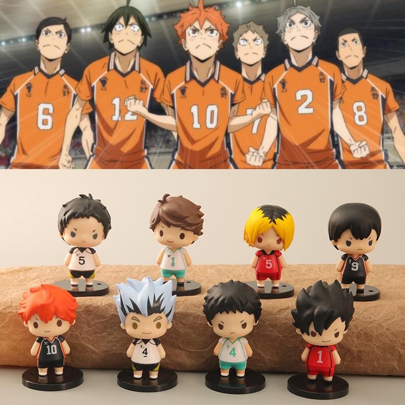 Cartoon Volleyball Boys Action Figures 8 Models Pvc Material 7.5cm Size