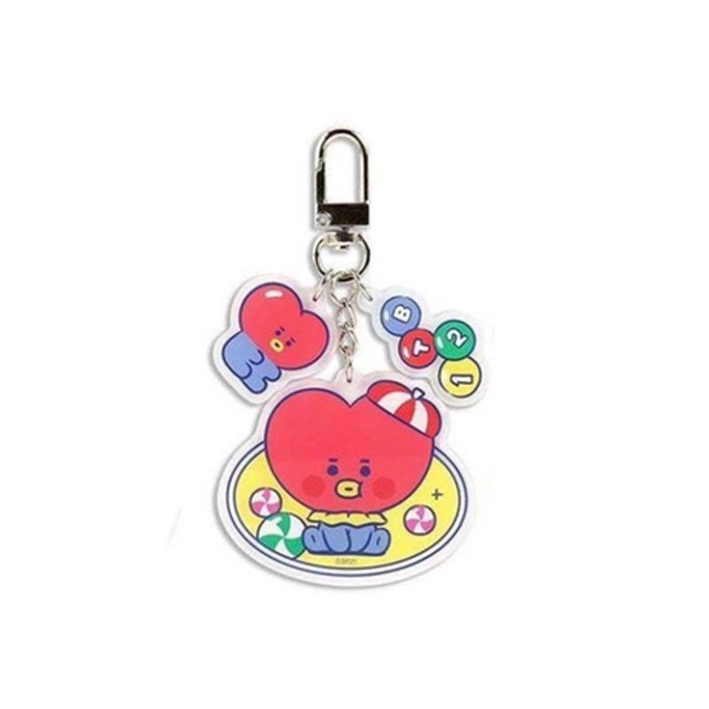 Мультяшный акриловый брелок Bt21 Креативный аниме брелок-подвеска Милый брелок для рюкзака Подходит для автомобильных ключей Подарок для фанатов