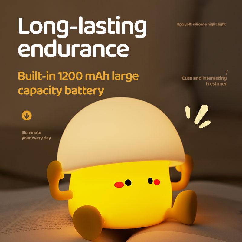 Cute Night Light Egg Yolk Lamp Mushroom Lamp Creative Desktop Decoration USB Charging Indoor Children Night Light Birthday Gift
