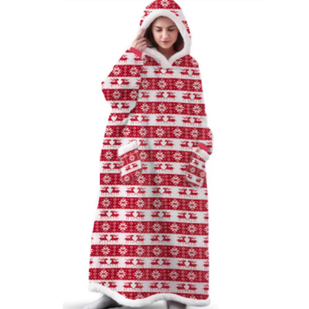 New Super Long Flannel Blanket with Sleeves Winter Hoodies Sweatshirt Women Men Pullover Fleece Giant TV Blanket Oversized