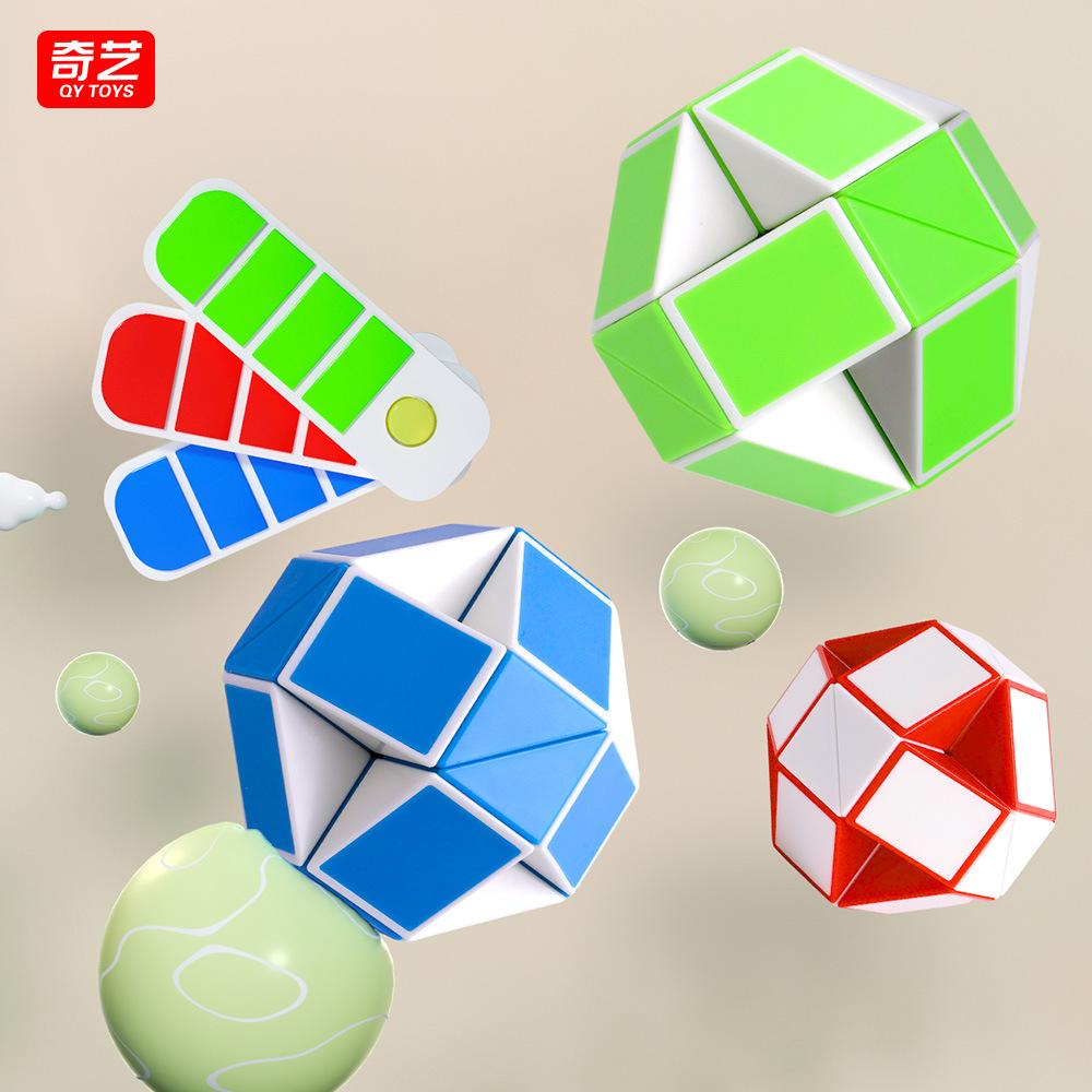 96-Segment Rainbow Magic Ruler, 108-Segment Dual-Color Twist Puzzle, 3D Bendable Snake Cube Brain Teaser-3pcs