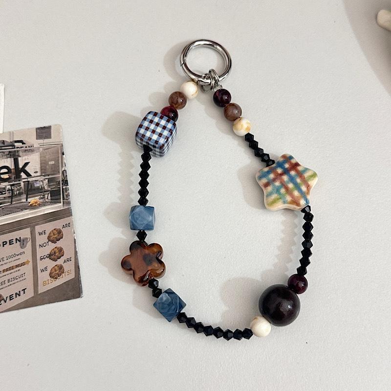 

Winter 3D Star Beaded Star amber Phone Pendant Lanyard Rope Cord Wristband Keychain Hanging Chain