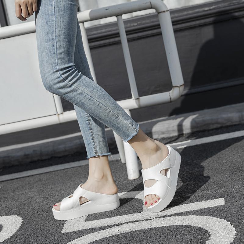 Order A Size Up Women's Slip-On Wedge Sandals Open-Toe Non-Slip Rubber Slippers